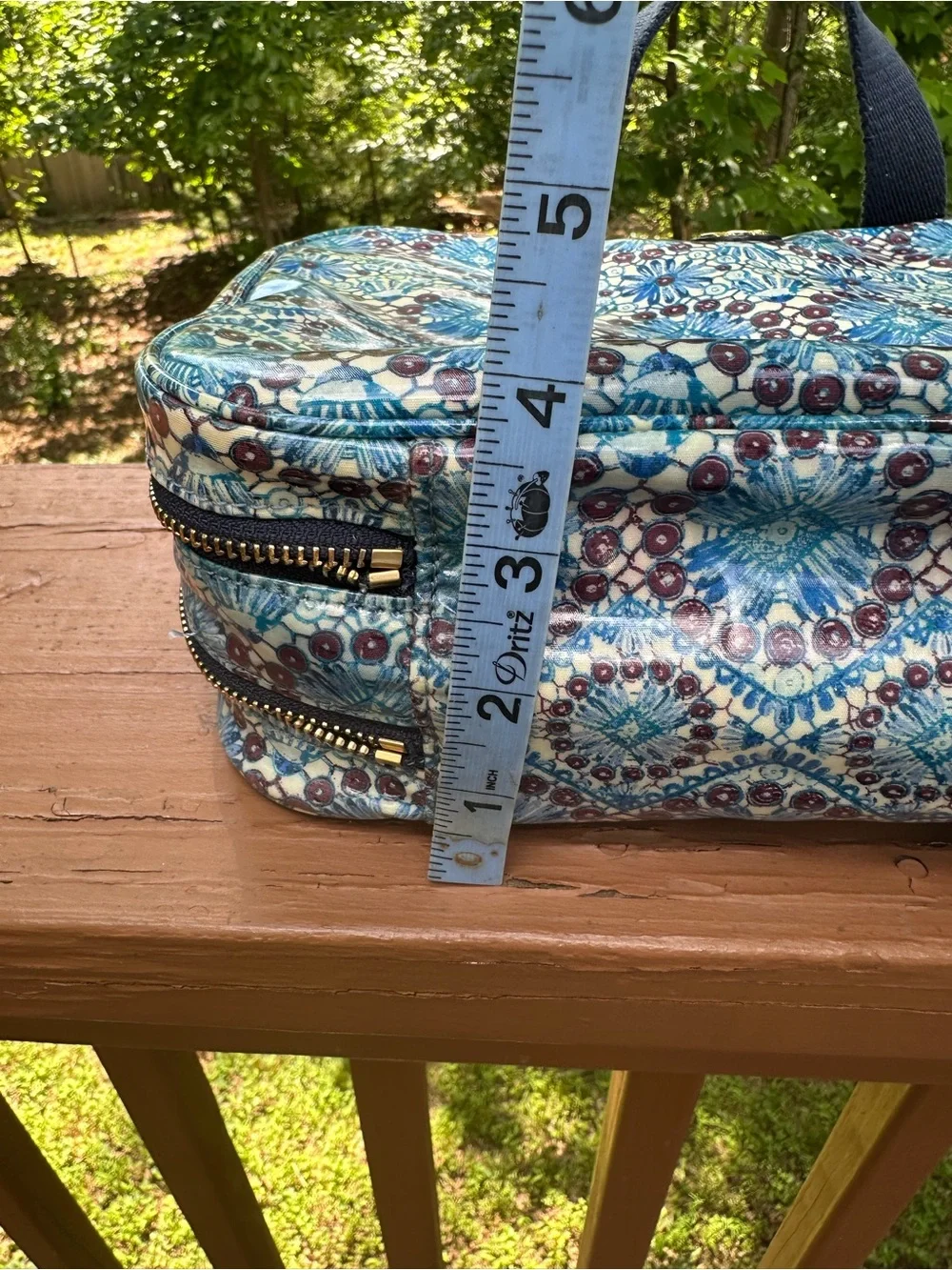 Tory Burch blue cosmetic bag